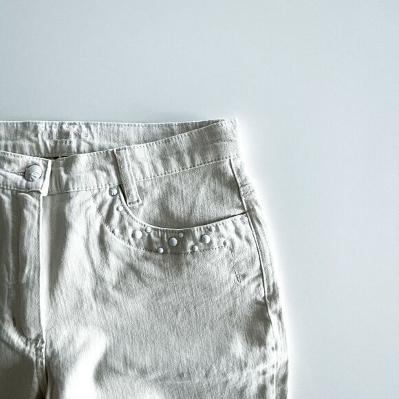 Olsen Women's Pants Wide Leg White Circle Stud Classic Off White Size 6 - Picture 3 of 9